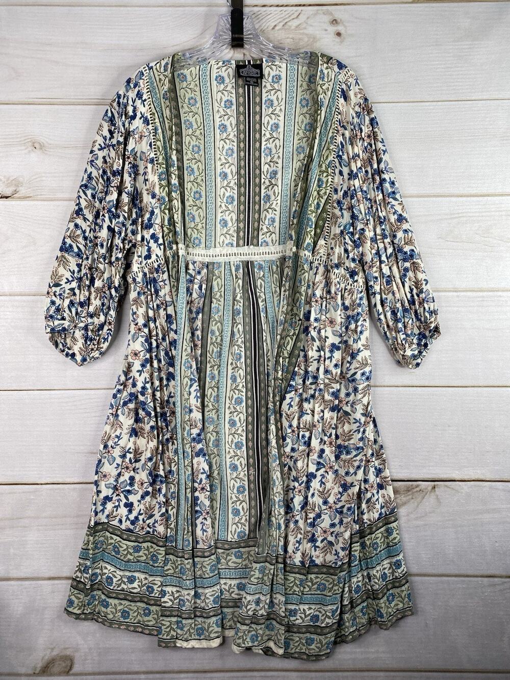 Angie Open Cardigan Womens M Rayon Long Duster Prairie Boho Costal Western